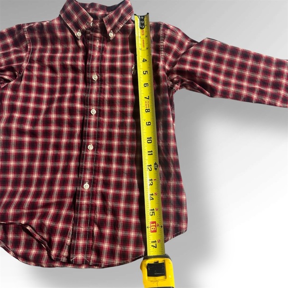 Ralph Lauren Button Down Dress Shirt Boys Size 5 red, white, and black plaid. - Picture 8 of 8